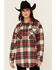 Image #1 - Fornia Women's Plaid Print Shacket, Red, hi-res