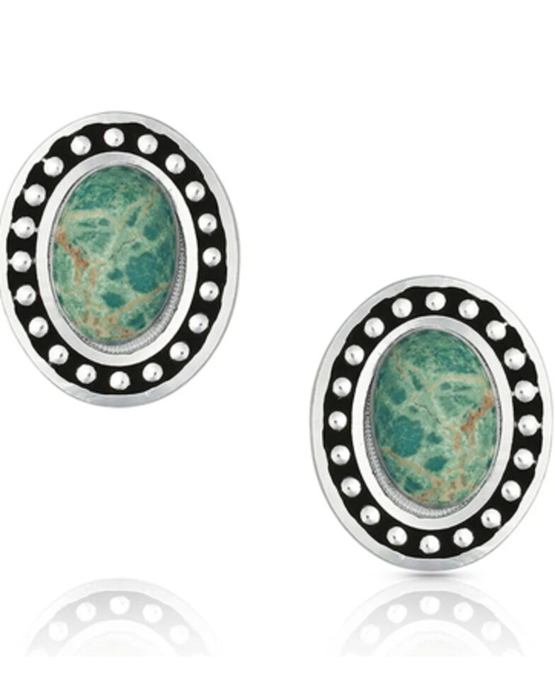 Montana Silversmiths Women's Turquoise Cameo Earrings, Silver, hi-res