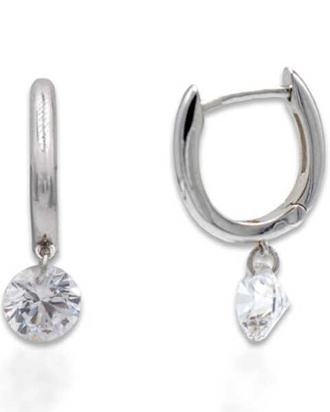 Image #1 - Kelly Herd Women's Sterling Silver Clear Stone Naked Earrings - 1 CT, Silver, hi-res