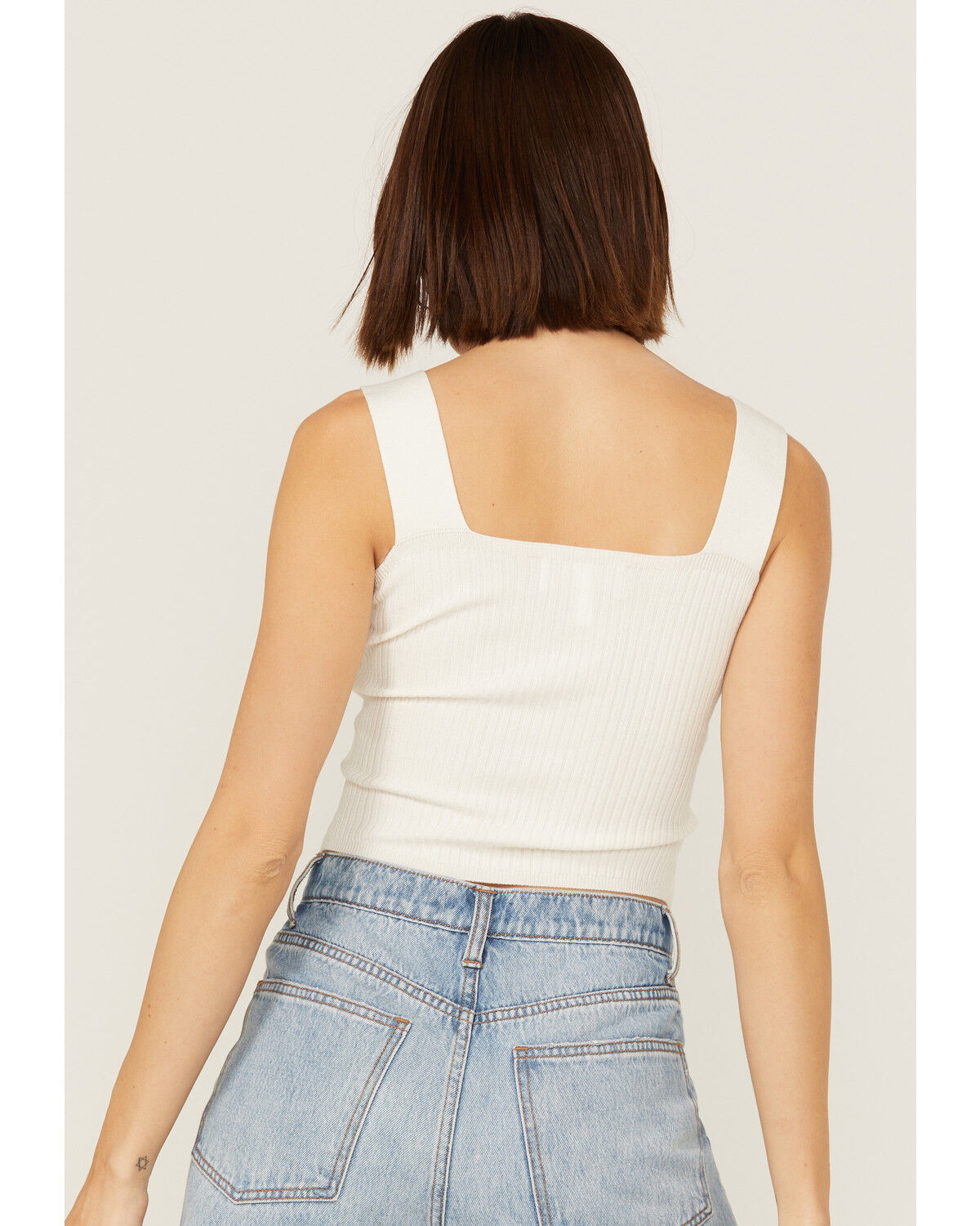 Image #3 - Shyanne Women's Ribbed Knit Sweater Tank Top, White, hi-res