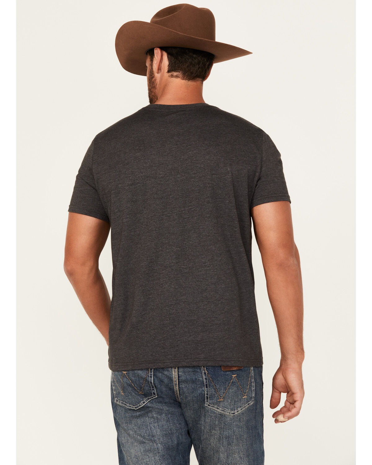 Image #4 - Rock & Roll Denim Men's Long Horn Short Sleeve Graphic T-Shirt, Charcoal, hi-res