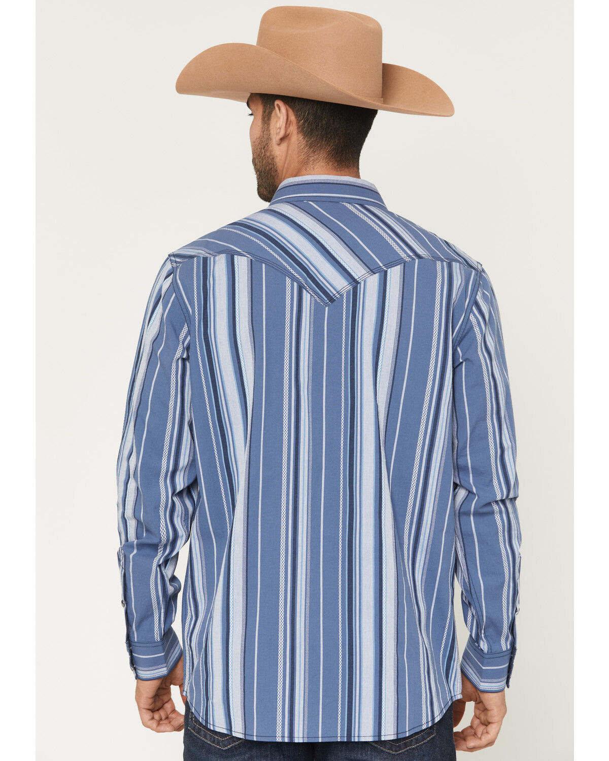 Image #4 - Moonshine Spirit Men's Bloom Striped Long Sleeve Snap Western Shirt, Blue, hi-res