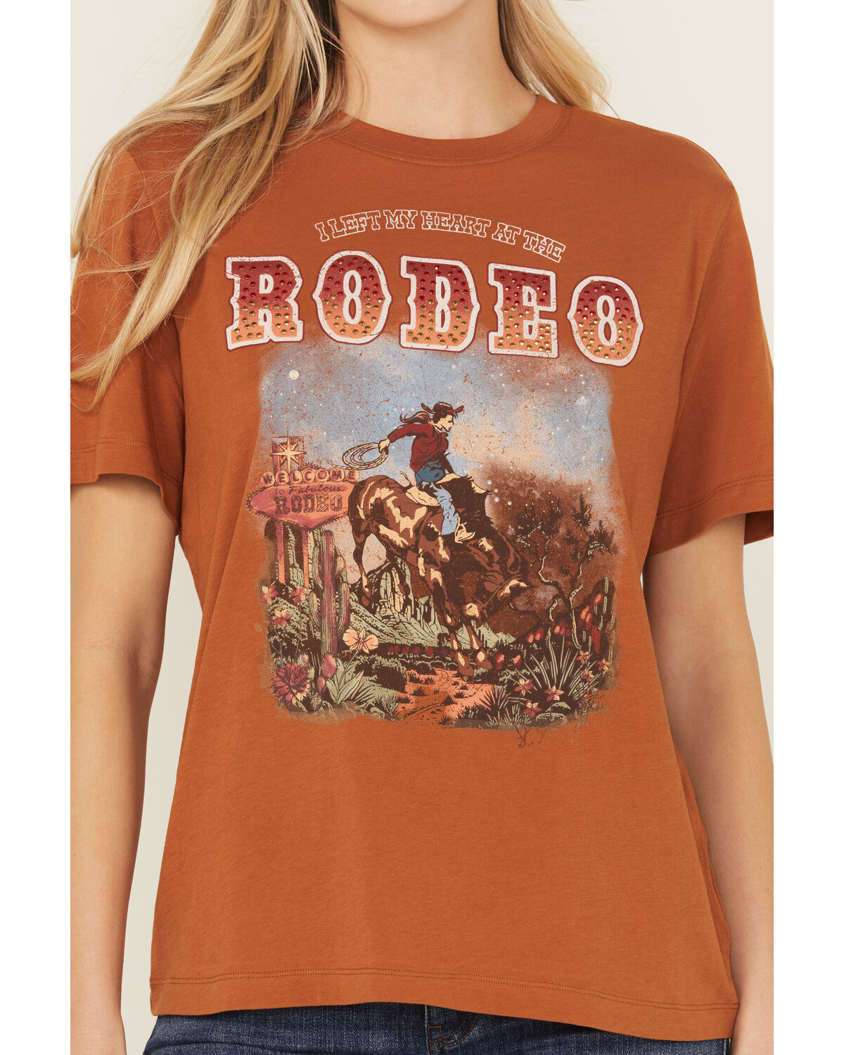 Image #3 - Idyllwind Women's Boyfriend Embellished Short Sleeve Graphic Tee, Caramel, hi-res