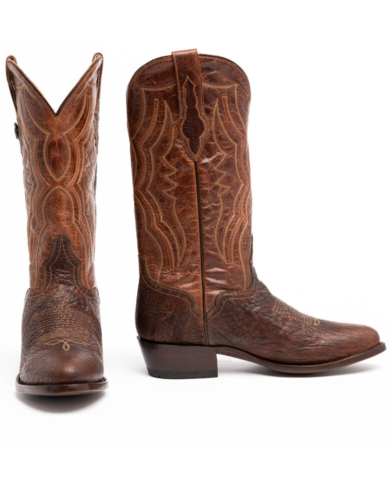 El Dorado Men's Handmade Whiskey Bison Cowboy Boots - Round Toe, Brown, hi-res