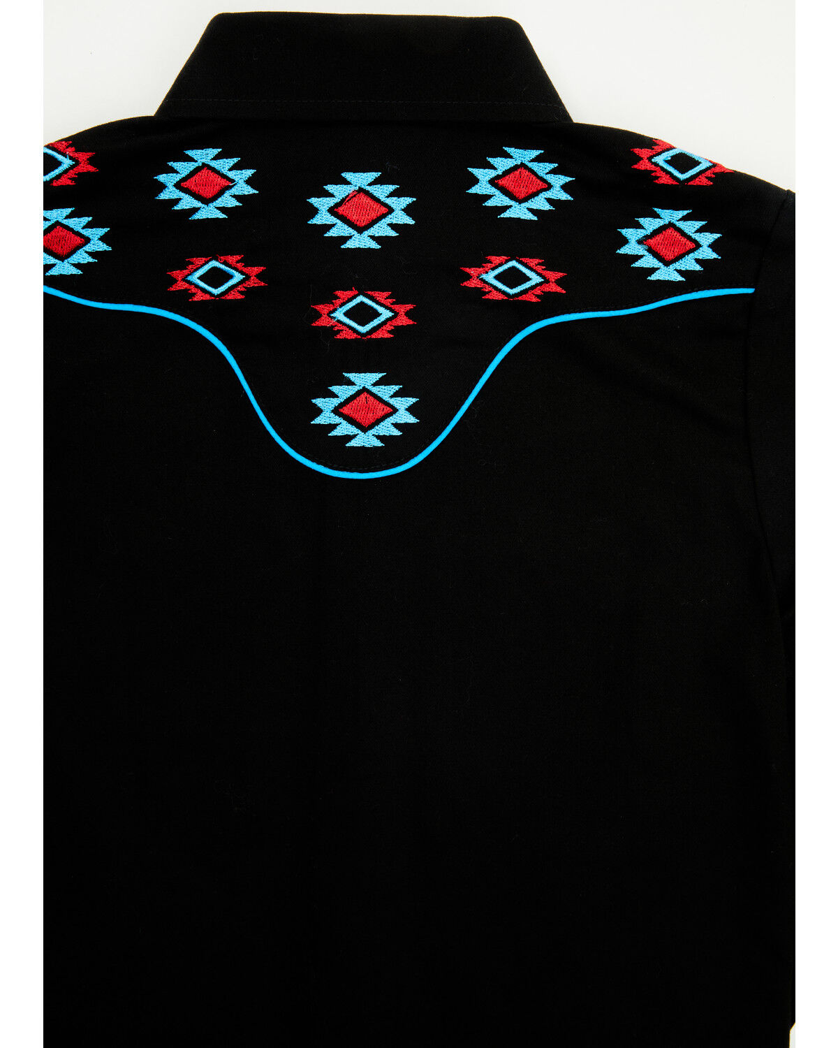 Image #4 - Avalon Boys' Embroidered Long Sleeve Snap Western Shirt, Black, hi-res