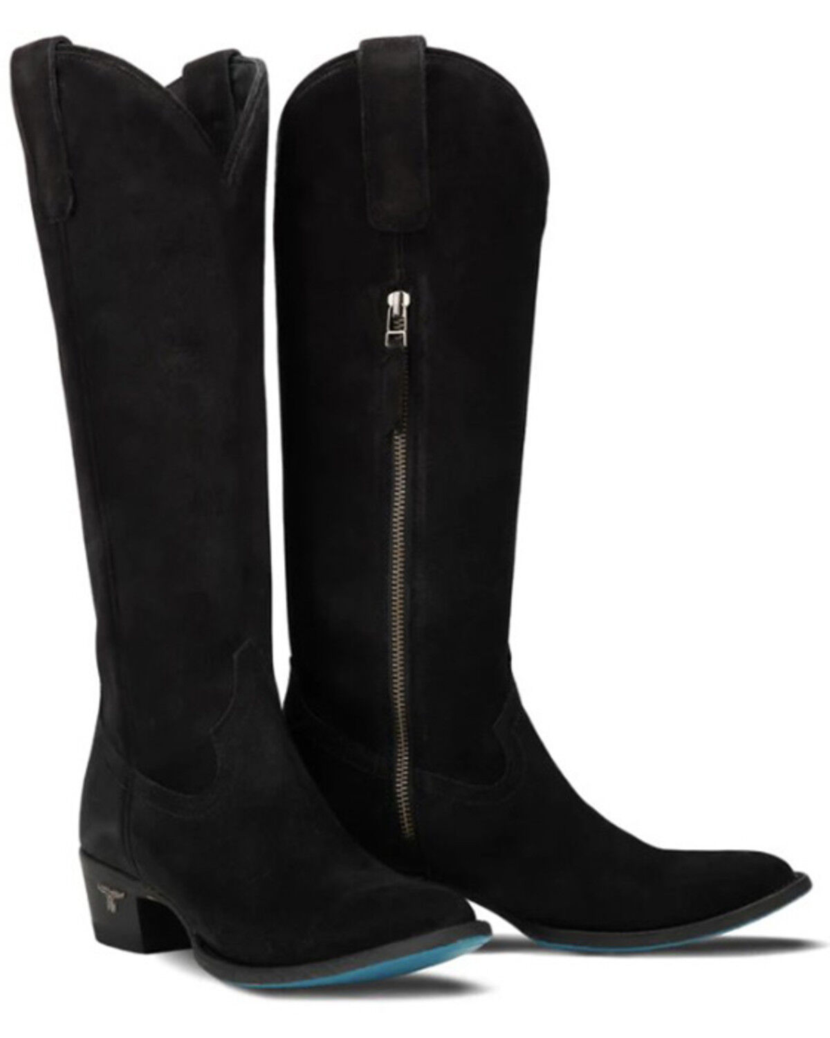 Image #1 - Lane Women's Plain Jane Suede Tall Western Boots - Round Toe, Black, hi-res