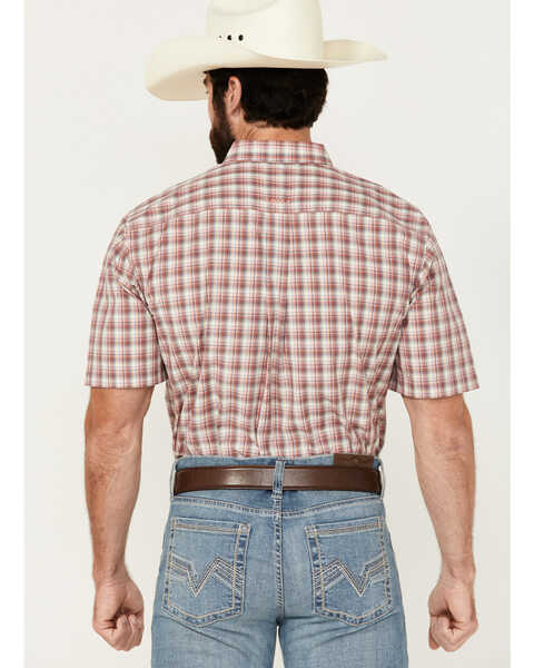 Image #4 - Ariat Men's Pro Series Thatcher Plaid Print Short Sleeve Button-Down Western Shirt , Dark Pink, hi-res