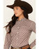 Image #2 - Shyanne Women's Geo Print Long Sleeve Button-Down Stretch Riding Shirt, Dark Red, hi-res