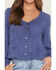 Image #3 - Wild Moss Women's Button-Front Embroidered Long Sleeve Peasant Top, Blue, hi-res
