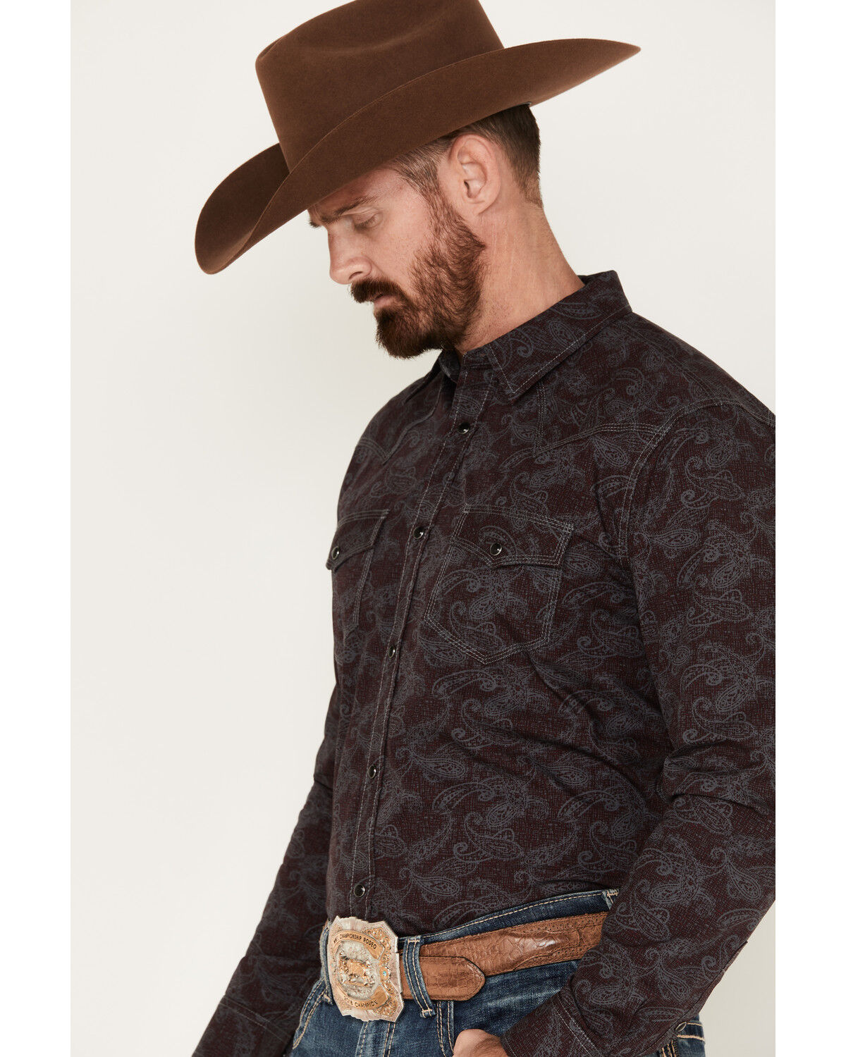Image #2 - Moonshine Spirit Men's Stage Light Long Sleeve Snap Western Shirt, Grey, hi-res