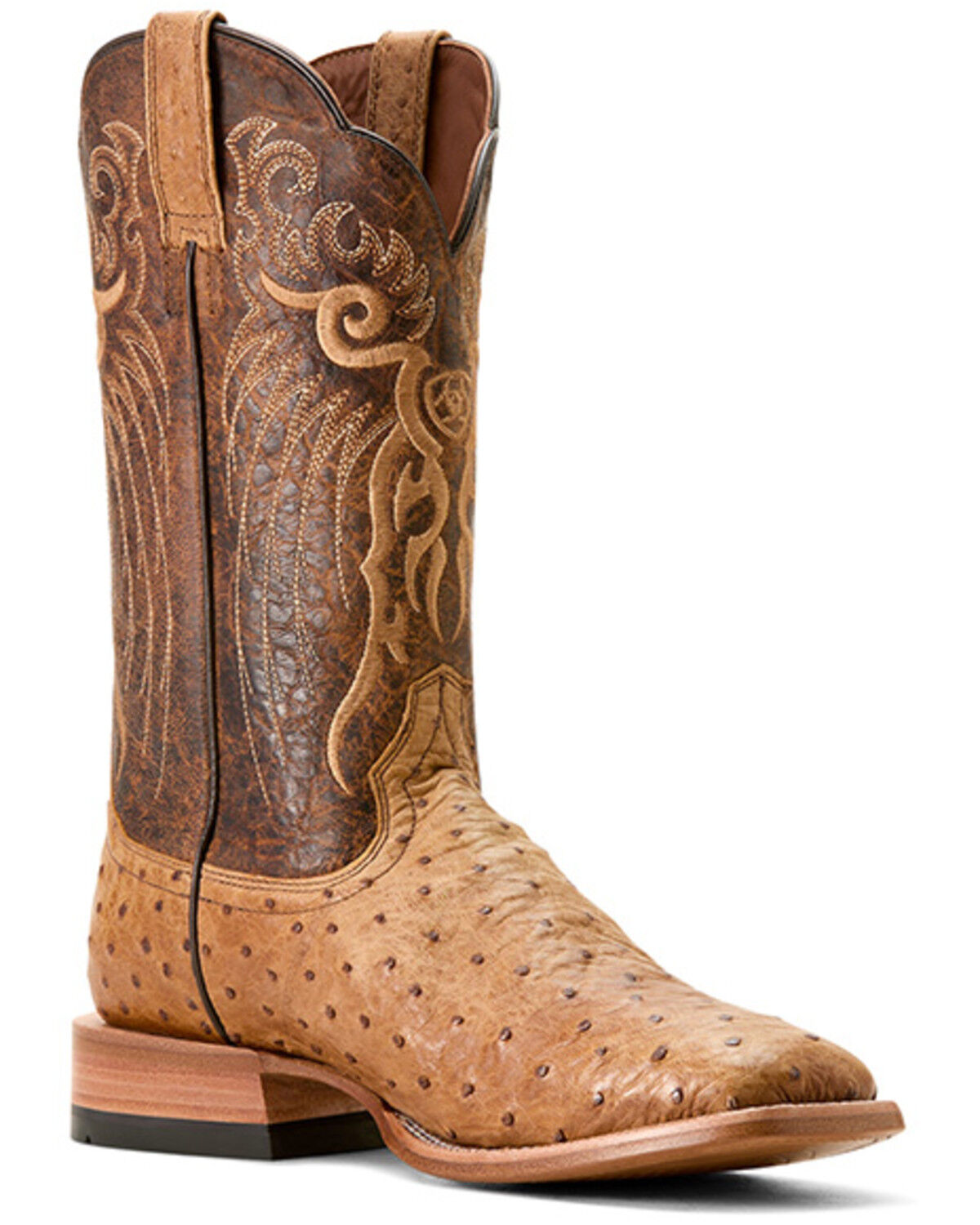 Image #1 - Ariat Men's Exotic Full Quill Ostrich Rio Western Boots - Broad Square Toe, Brown, hi-res