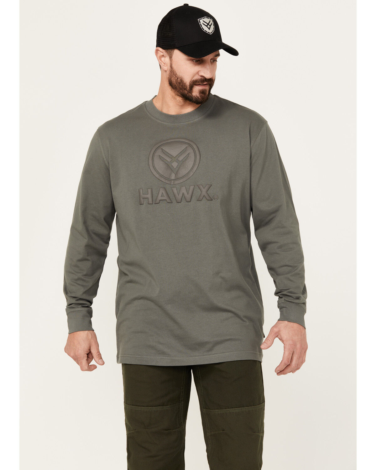 Image #1 - Hawx Men's Long Sleeve Graphic Work T-Shirt, Charcoal, hi-res