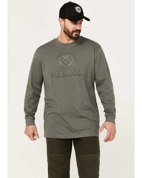 Hawx Men's Long Sleeve Graphic Work T-Shirt , Charcoal, hi-res