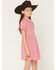 Image #2 - Wrangler Girls' Solid Shirt Sleeve Snap Denim Dress, Pink, hi-res