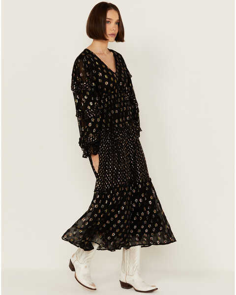 Image #2 - Angie Women's Clip Dot Maxi Dress, Black, hi-res