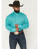 Image #1 - George Strait by Wrangler Men's Solid Long Sleeve Button-Down Stretch Western Shirt, Teal, hi-res