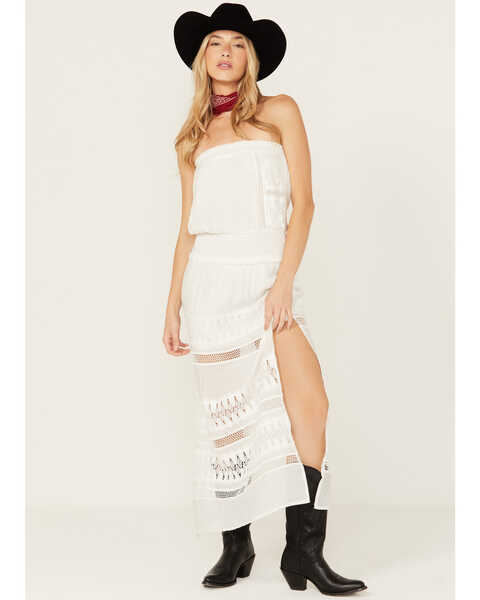 Revel Women's Strapless Maxi Dress, White, hi-res