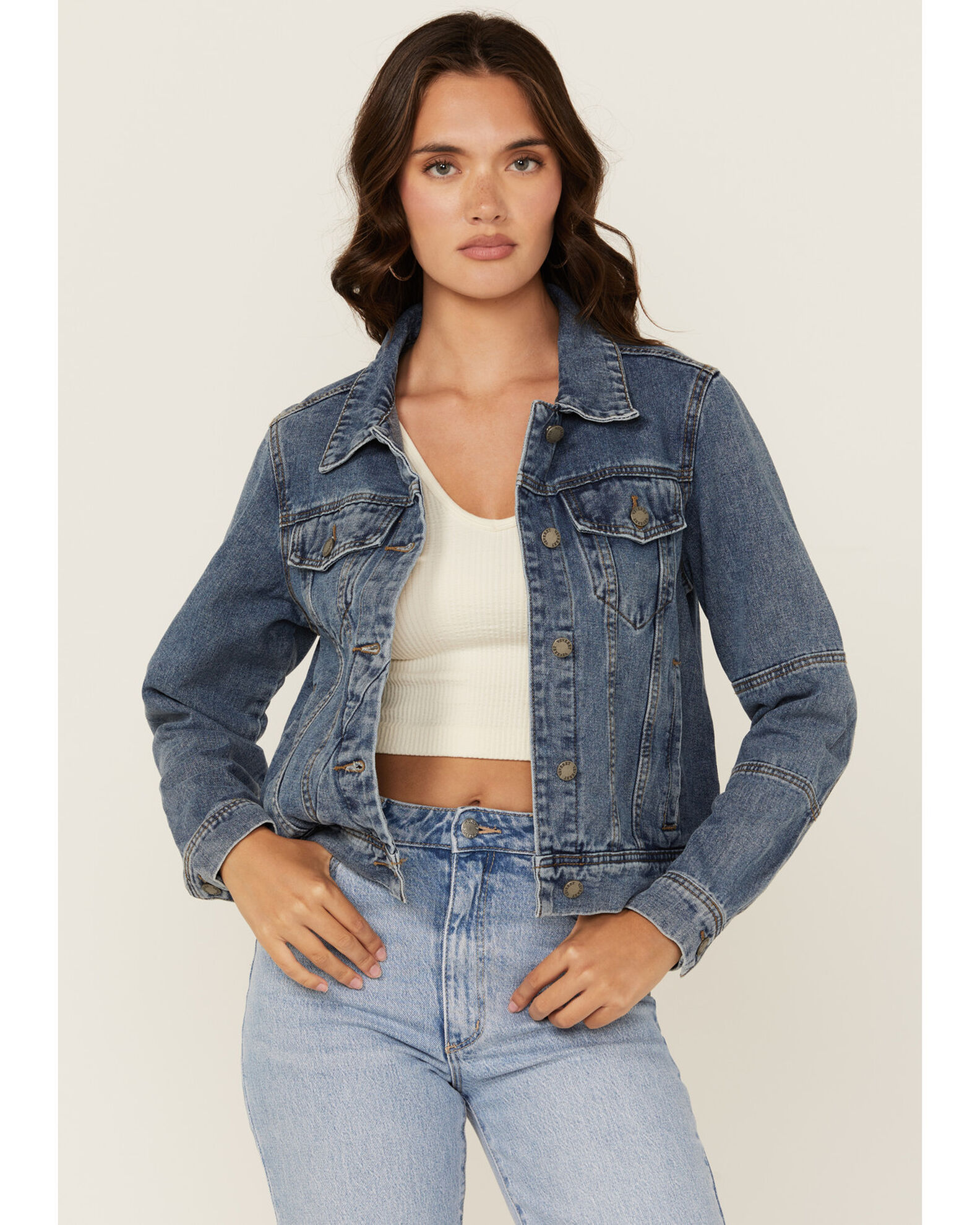 Medium wash denim jacket clearance
