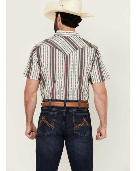 Image #4 - Cody James Men's Patriot Ikat Southwestern Striped Print Short Sleeve Snap Western Shirt - Big , Ivory, hi-res