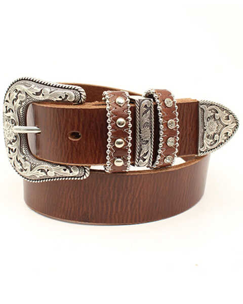 Image #1 - M & F Western Girls' Leather Nocona Belt , Brown, hi-res
