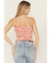 Image #4 - Shyanne Women's Floral Print Smocked Tie Front Top, Light Pink, hi-res