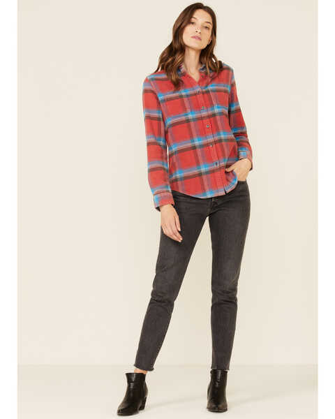 Image #2 - Flag & Anthem Women's Red Plaid Button Down Long Sleeve Western Flannel Shirt, Red, hi-res