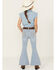Image #3 - Shyanne Little Girls' Destructed Knee Flare Jeans, Light Wash, hi-res