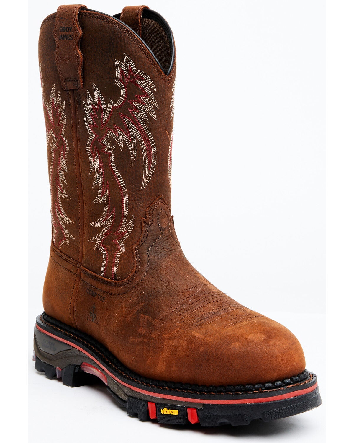 Cody James Men's 11" Decimator Dirty Dog Pull On Work Boots - Composite Toe, Brown, hi-res