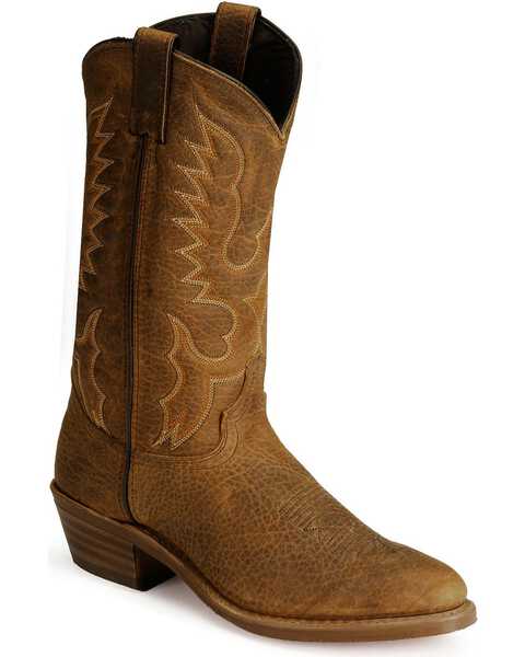 Image #1 - Abilene Men's Bison Leather Western Boots - Medium Toe, Tan, hi-res