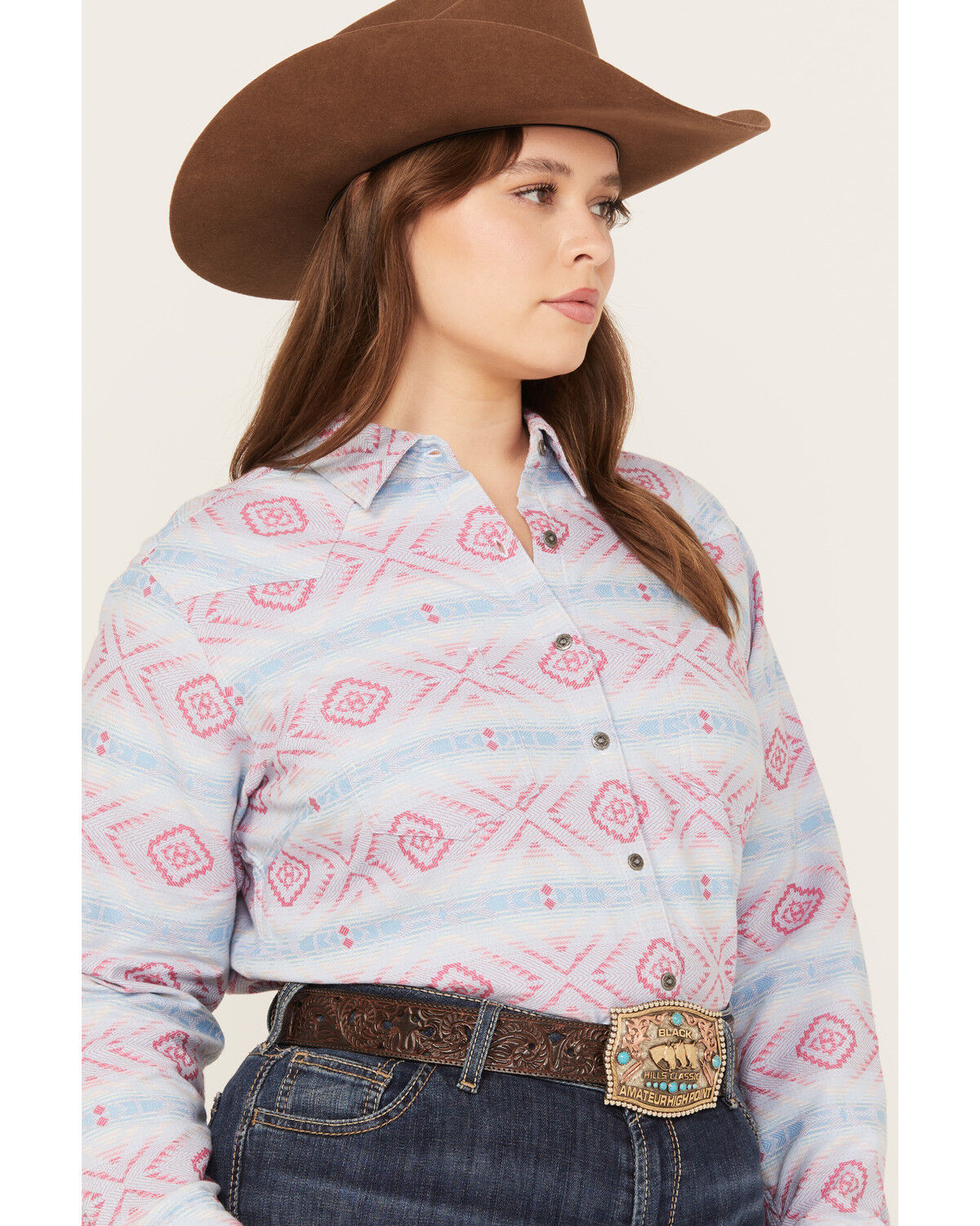 Image #2 - Ariat Women's Billie Jean Southwestern Print Shirt - Plus, Blue, hi-res