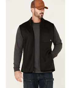 Hawx Men's Black Merrick Grid Back Zip-Front Fleece Work Vest, Black, hi-res