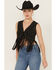 Image #1 - Idyllwind Women's Embellished Faux Suede Cropped Fringe Vest, Black, hi-res
