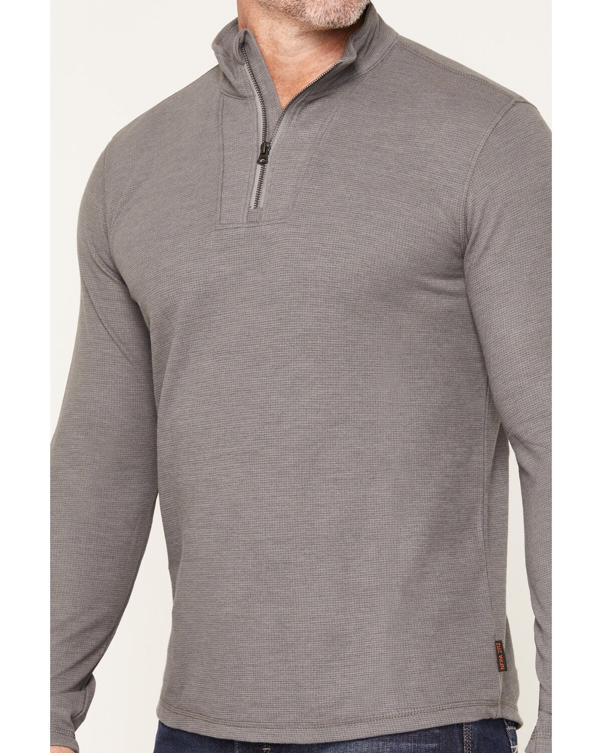 Image #3 - Cody James Men's FR Wynn Waffle Knit 1/4 Zip Long Sleeve Shirt, Grey, hi-res