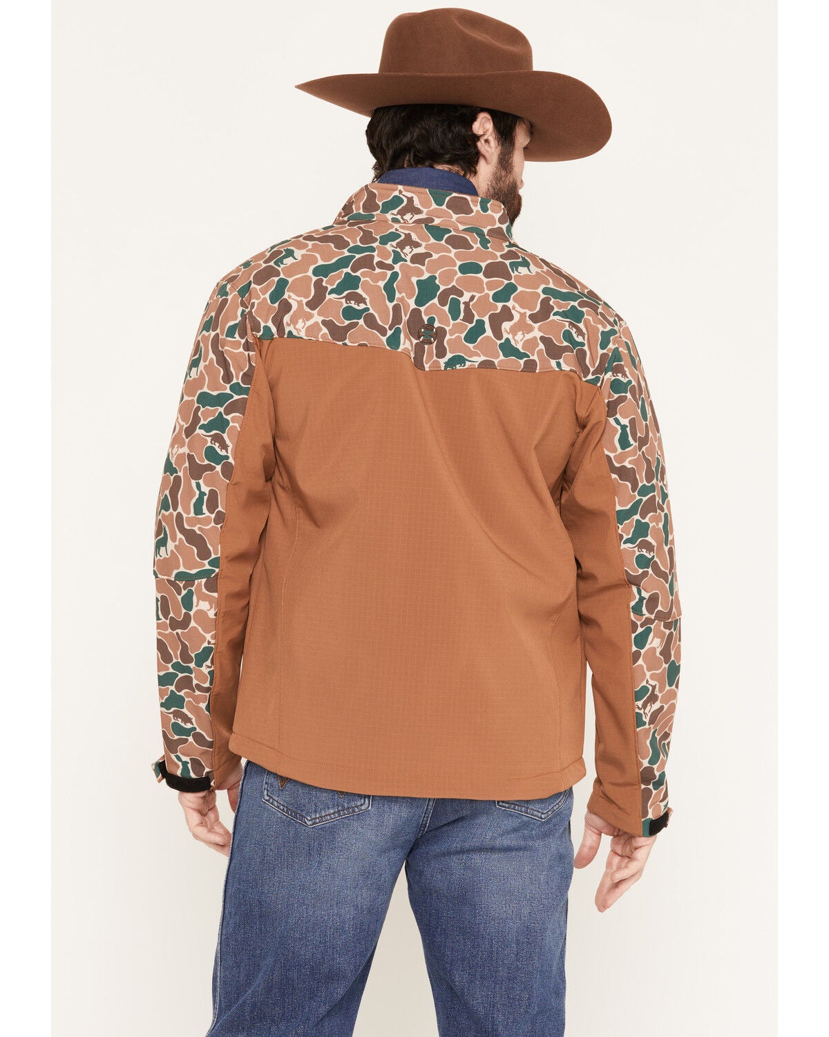 Image #4 - Hooey Men's Jackson Camo Color Block Softshell Jacket, Camel, hi-res