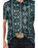 Image #3 - Rock & Roll Denim Men's Boot Barn Exclusive Southwestern Print Short Sleeve Polo Shirt, Turquoise, hi-res