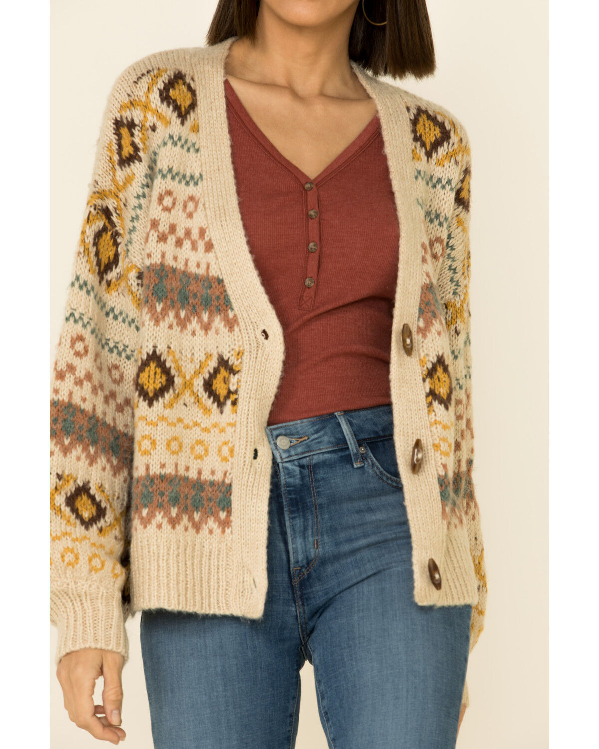 Aztec print sweater women's clearance
