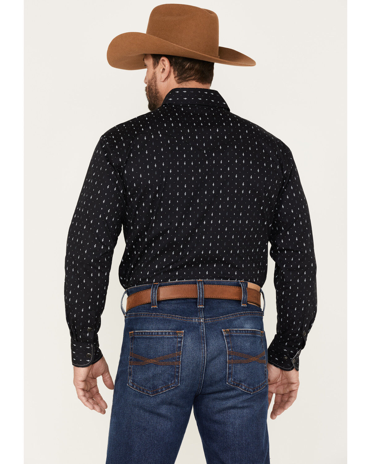 Image #4 - Rough Stock by Panhandle Men's Music Note Geo Print Long Sleeve Stretch Western Shirt, Black, hi-res