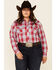Roper Women's Red Plaid Long Sleeve Snap Western Core Shirt - Plus, Red, hi-res