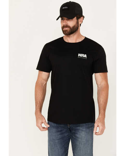 NRA Men's Vintage American Flag Short Sleeve Graphic T-Shirt, Black, hi-res