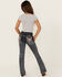 Image #1 - Grace in LA Girls' Dark Wash Steerhead Embroidered Pocket Bootcut Stretch Denim Jeans, Dark Wash, hi-res