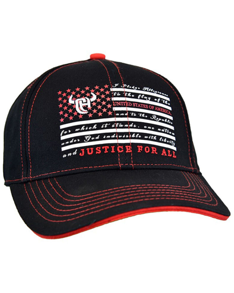 Cowboy Hardware Men's Pledge Of Allegiance Flag Logo Embroidered Ball Cap  , Black, hi-res