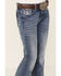Image #2 - Miss Me Girls' Medium Wash Steer Head Pocket Bootcut Stretch Denim Jeans, Blue, hi-res