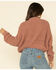 POL Women's Mock Neck Cable Knit Boxy Sweater, Mauve, hi-res