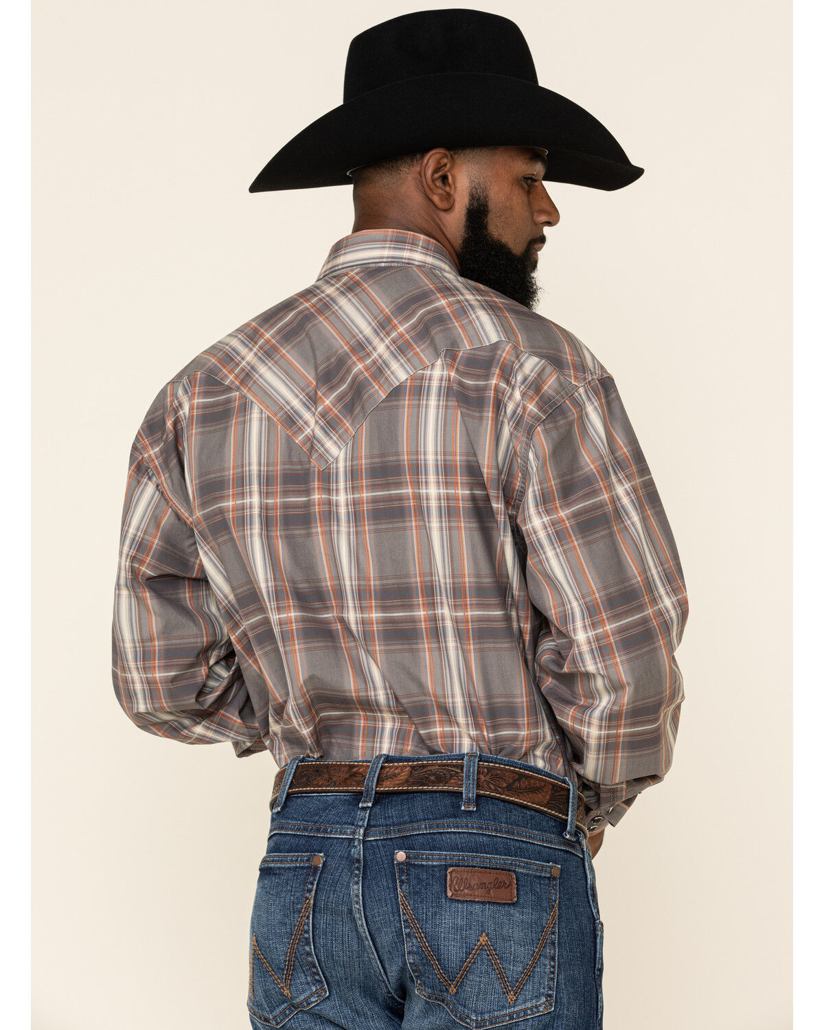 Image #3 - Stetson Men's Gray Adobe Large Plaid Long Sleeve Western Shirt, Grey, hi-res