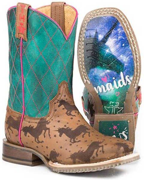 Image #1 - Tin Haul Girls' Magic Unicorns Western Boots - Square Toe, , hi-res