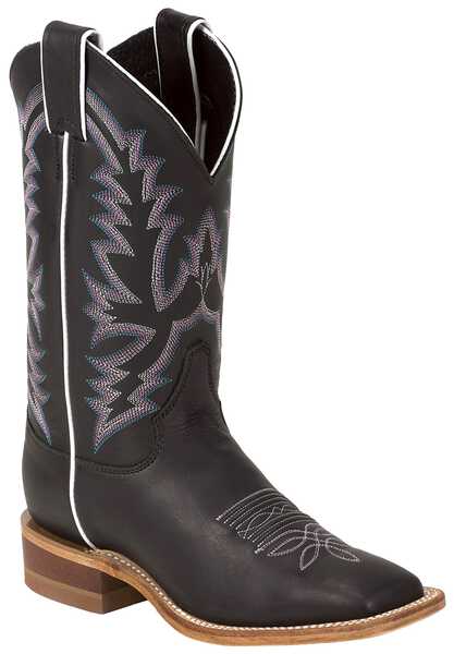 Image #1 - Justin Bent Rail Women's Kenedy Black Burnished Cowgirl Boots - Square Toe, , hi-res
