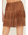 Image #4 - Fornia Women's Rhinestone Fringe Faux Suede Mini Skirt, Camel, hi-res