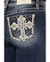 Image #2 - Miss Me Women's Dark Wash Mid Rise Cross Pocket Bootcut Stretch Denim Jeans, Dark Wash, hi-res