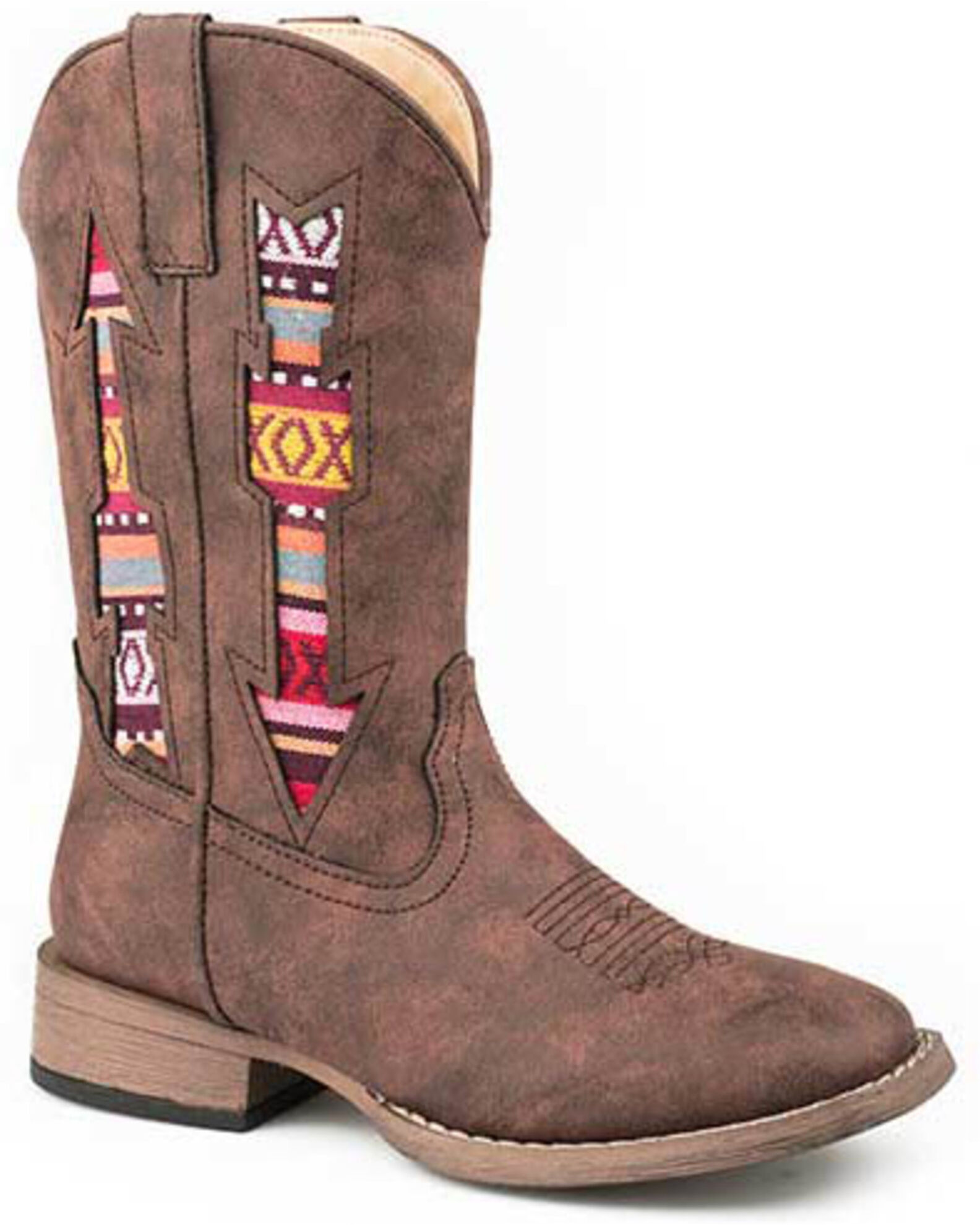 Image #1 - Roper Boys' Southwestern Arrow Western Boots - Square Toe, Brown, hi-res