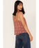 Image #4 - Wild Moss Women's Medallion Print Crochet Trim Cami, Red, hi-res